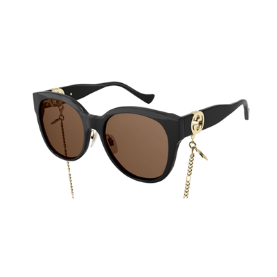 Gucci GG1028SK Brown Chain Rounded Sunglasses – Designer Daydream