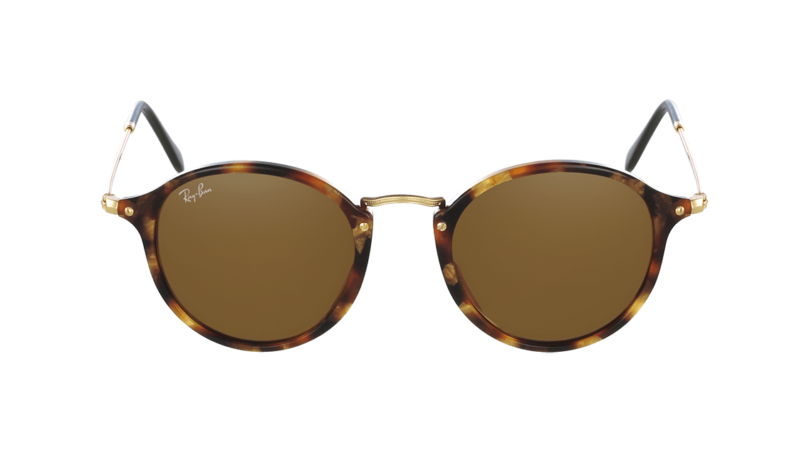 Buyr.com | Sunglasses | Ray-Ban RB2447 Fleck Round Sunglasses, Spotted  Black Havana/Green, 49 mm
